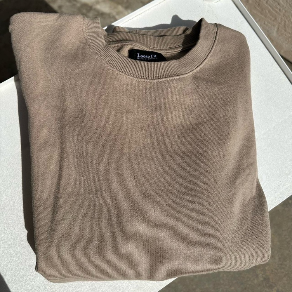 Cotton On Men's Beige Crewneck Sweater